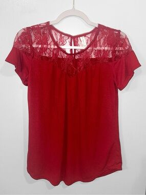 Express Dark Berry Pink Lace Yoke Blouse Small S Boho Summer Vacation Festival